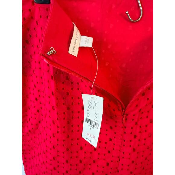 New York & Company Pink Textured Skirt Size 6 NWT Back Zip Slit - Picture 5 of 7